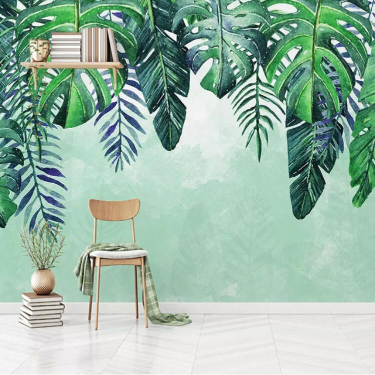 Falling Rainforest Leaves Mural Wallpaper (SqM)