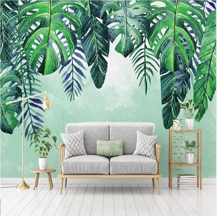 Falling Rainforest Leaves Mural Wallpaper (SqM)