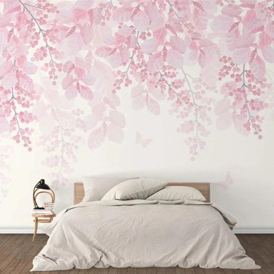 Falling Pink Leaves Mural Wallpaper (SqM)