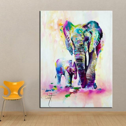 Fantasy Elephant with Mom Wall Art