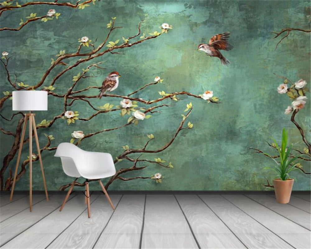 Flowers and Birds Mural Wallpaper (SqM)