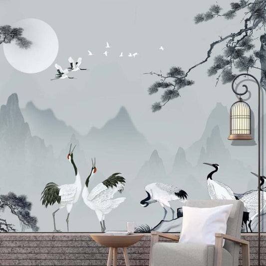 Flying Cranes Mural Wallpaper (SqM)