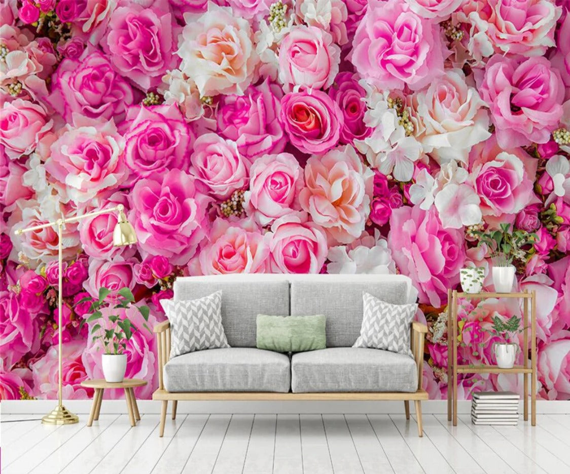 Pink Roses Wall Mural (SqM)