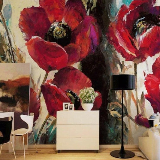 Giant Red Poppies Wall Mural (SqM)
