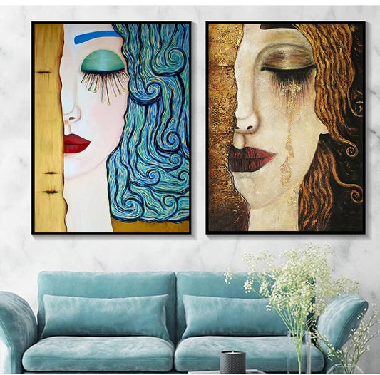 Girl Tear Gustav Klimt Canvas Print | Famous Painting Artist Wall Art For Luxury Living Room Modern Home Décor