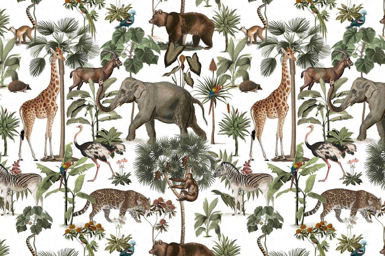 Jungle Animals Mural Wallpaper (SqM)