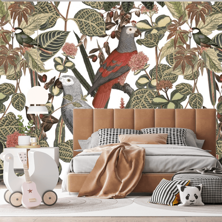 Jungle Parrots Mural Wallpaper (SqM)
