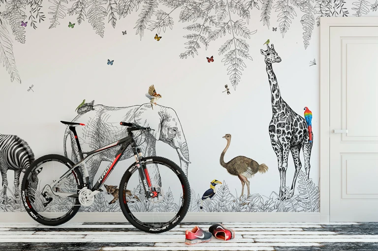 Jungle Sketch Safari Animals Mural Wallpaper (SqM)