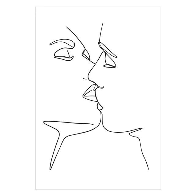 The Kiss Line Touch Canvas Print