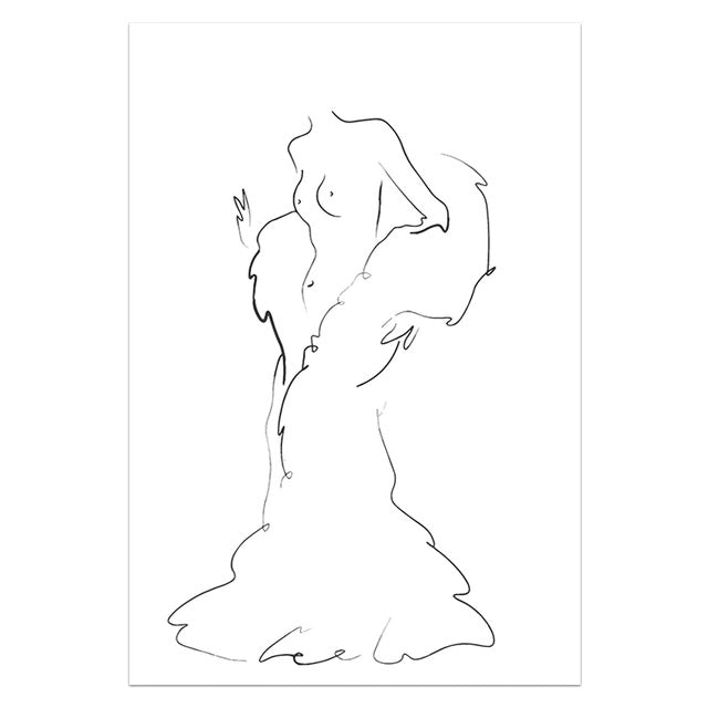 Nude Beauty Line Touch Canvas Print