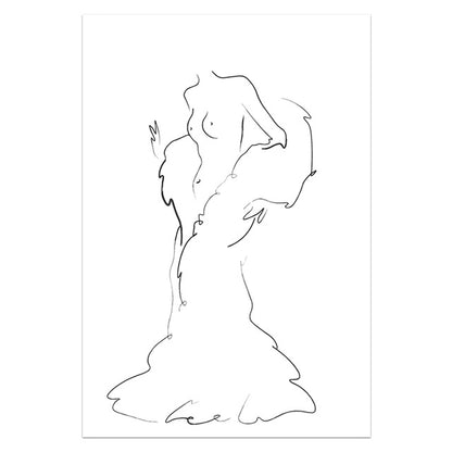 Nude Beauty Line Touch Canvas Print