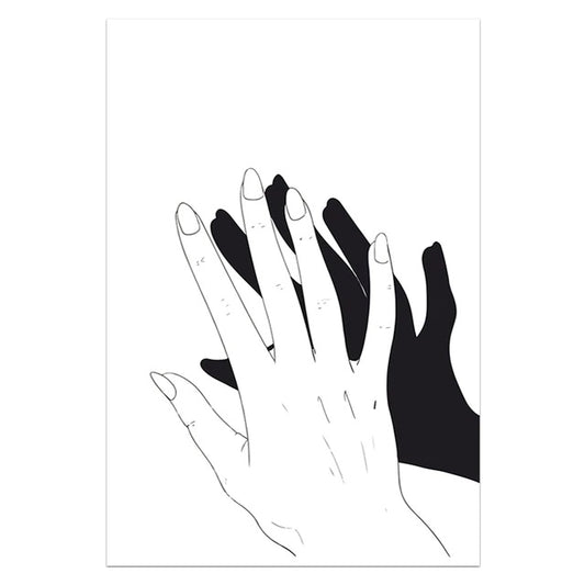 Hands Line Touch Canvas Print