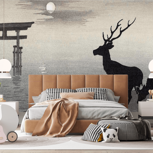 Landscape with Torii and Deer Mural Wallpaper (SqM)