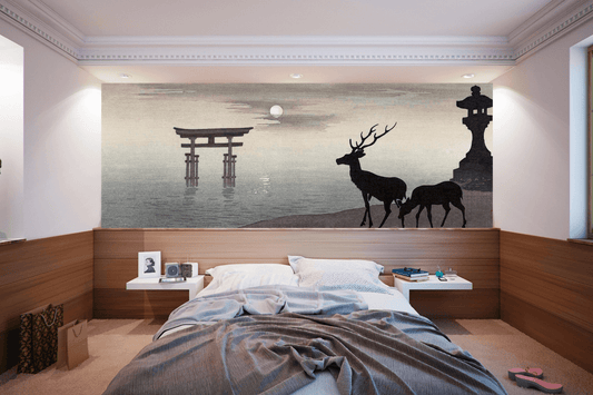 Landscape with Torii and Deer Mural Wallpaper (SqM)