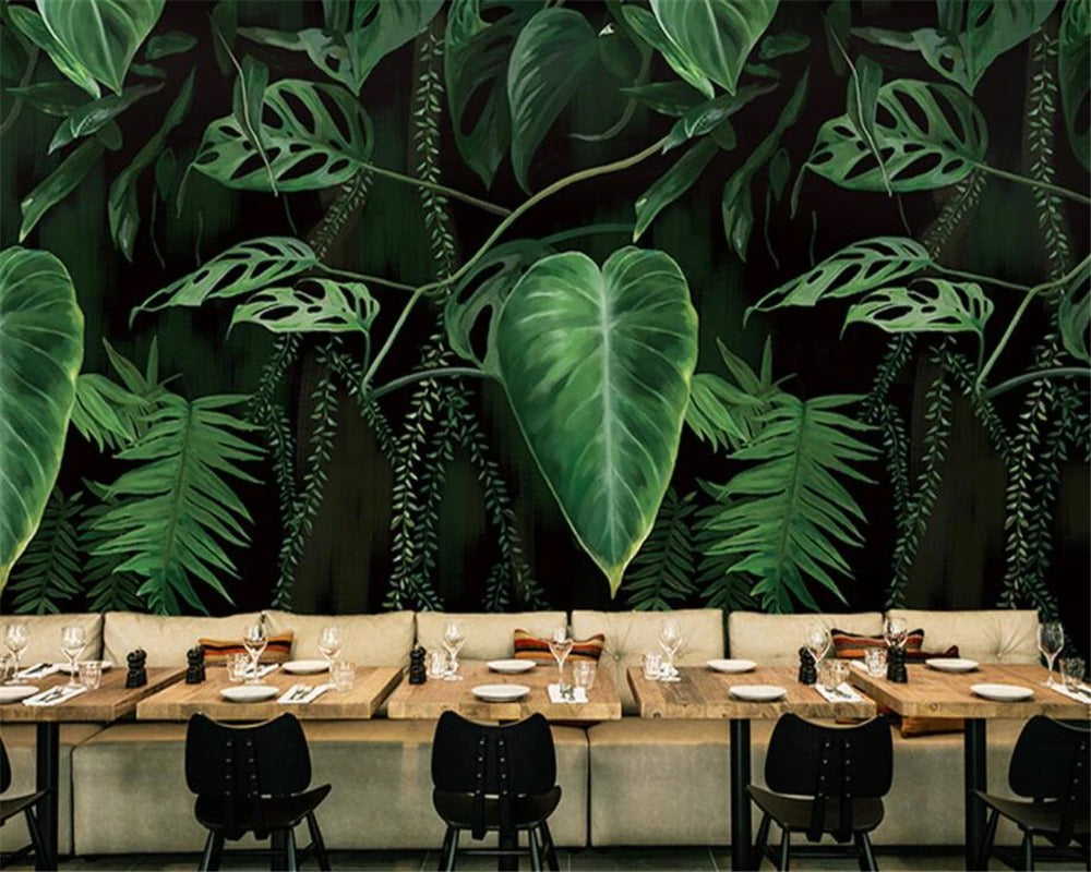 Large Dark Tropical Banana Leaves Wall Mural (SqM)
