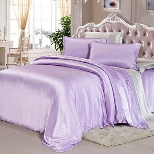 Light Purple 4 Piece Mulberry Silk Bedding Set