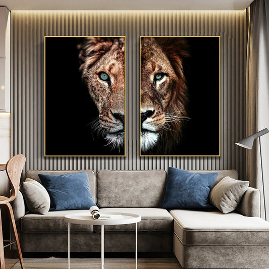 Lions Couple Canvas Print