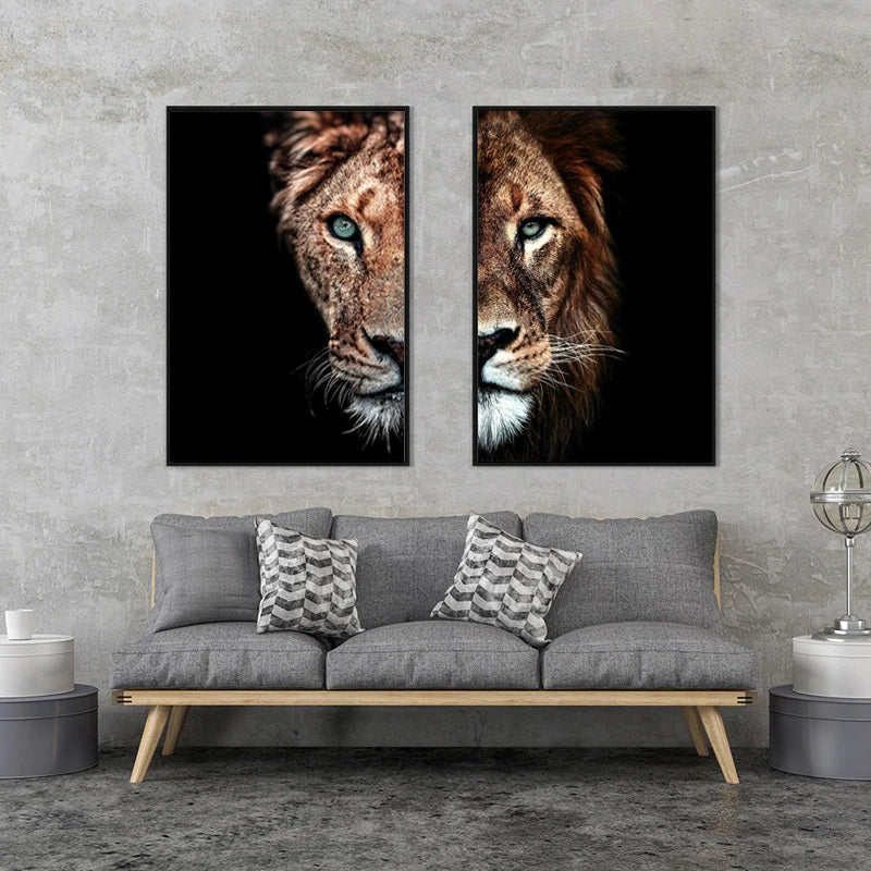 Lions Couple Canvas Print