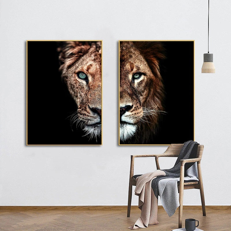 Lions Couple Canvas Print