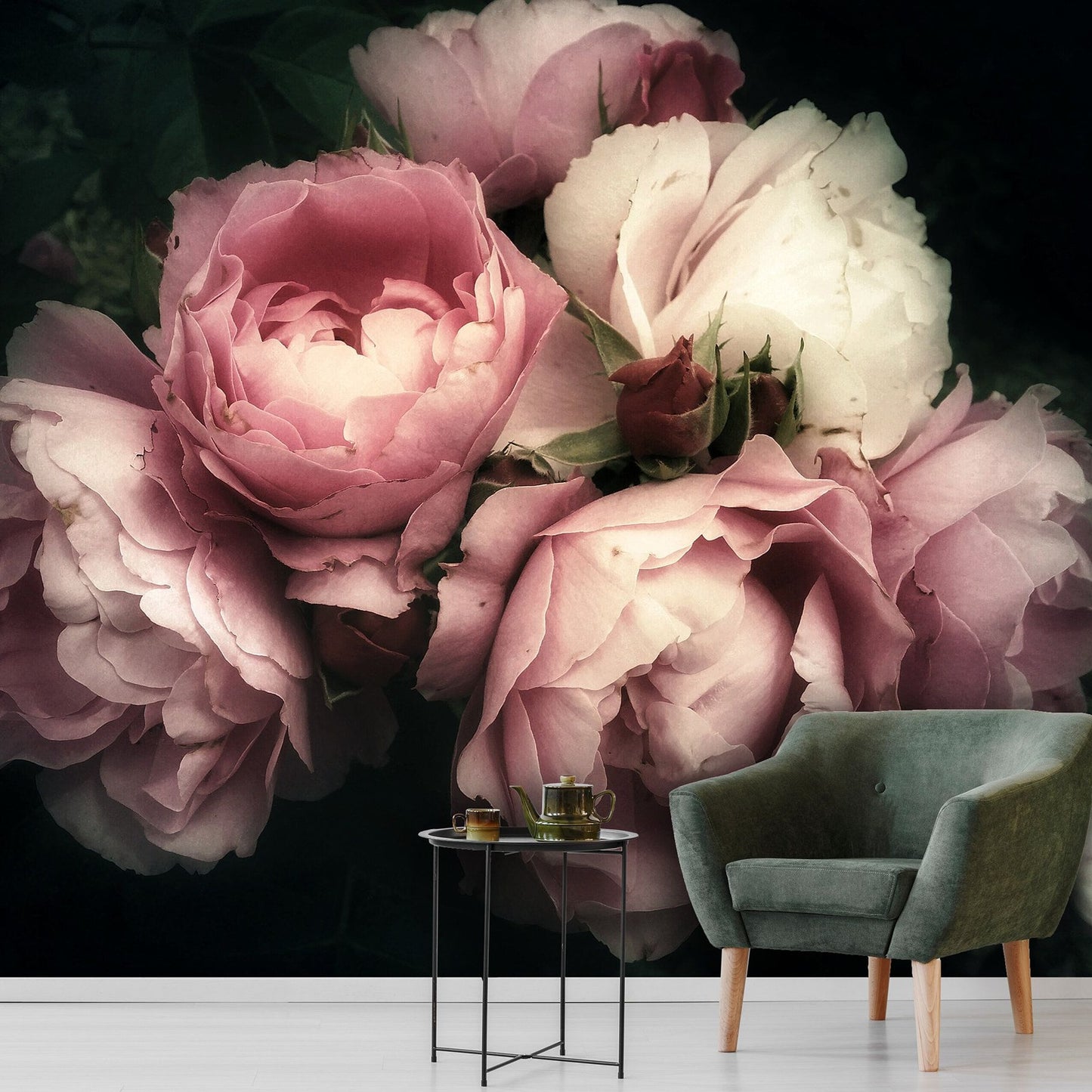 Maximalist Pink Roses Photo Mural Wallpaper (SqM)