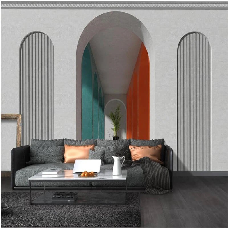 Minimalist Arches Modern Gray Mural Wallpaper (SqM)