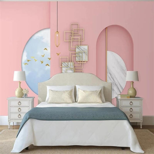 Minimalist Arches Modern Pink Mural Wallpaper (SqM)