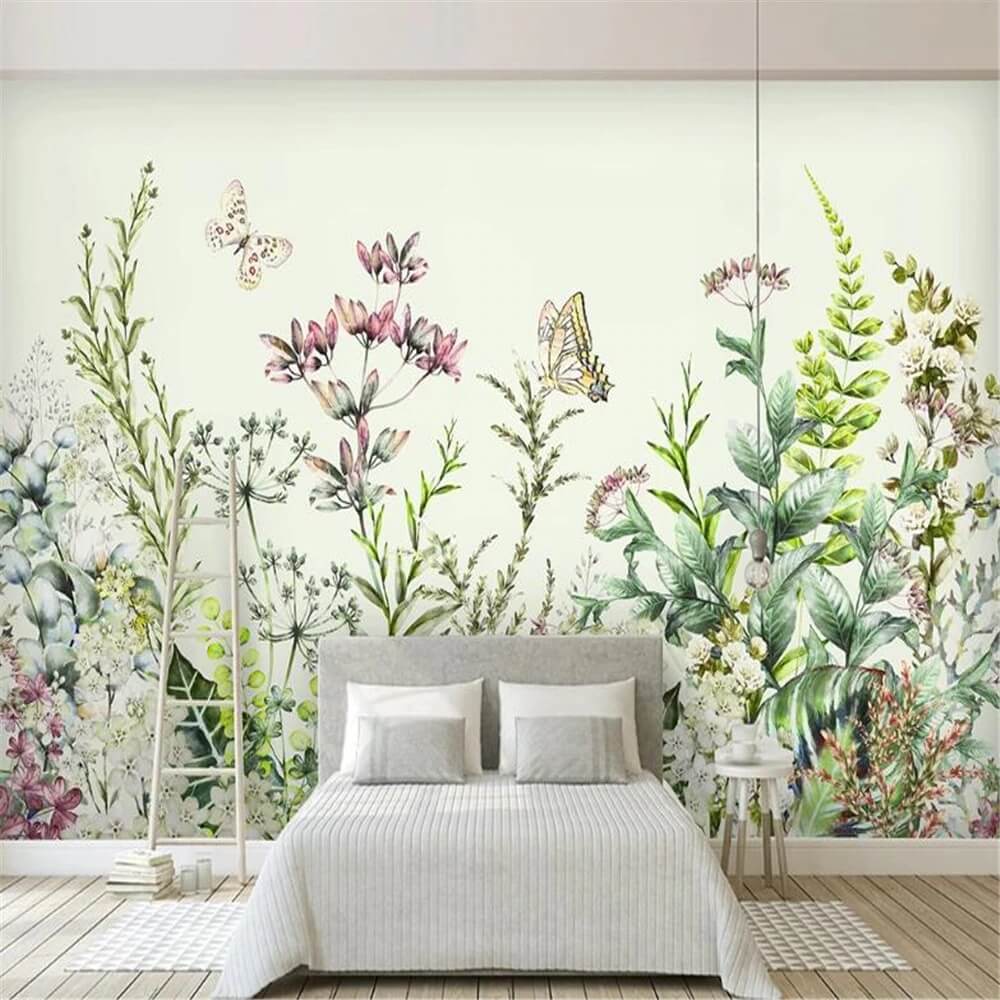 Minimalist Garden Herbs Mural Wallpaper (SqM)