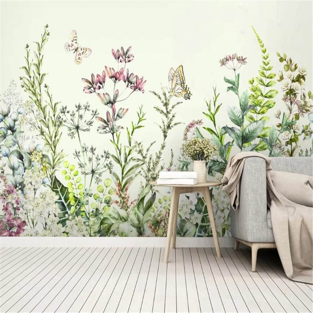 Minimalist Garden Herbs Mural Wallpaper (SqM)