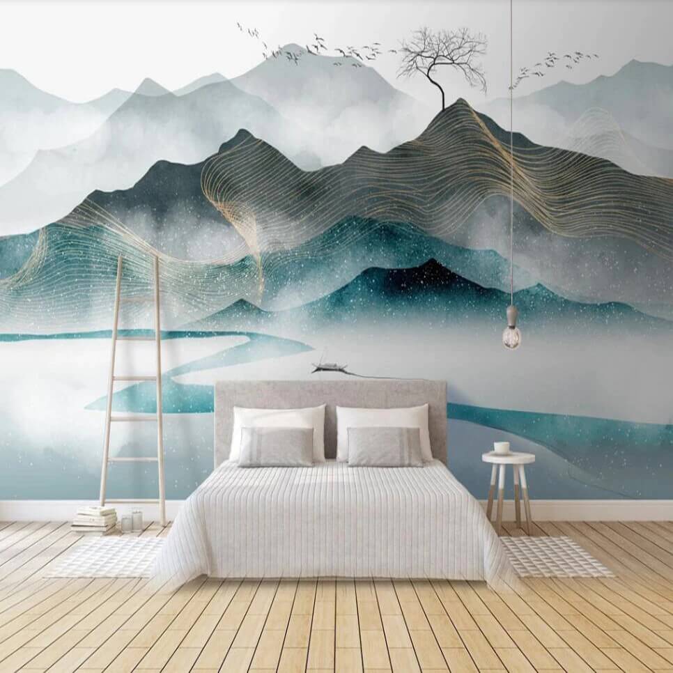 Misty Mountains Landscape Mural Wallpaper (SqM)