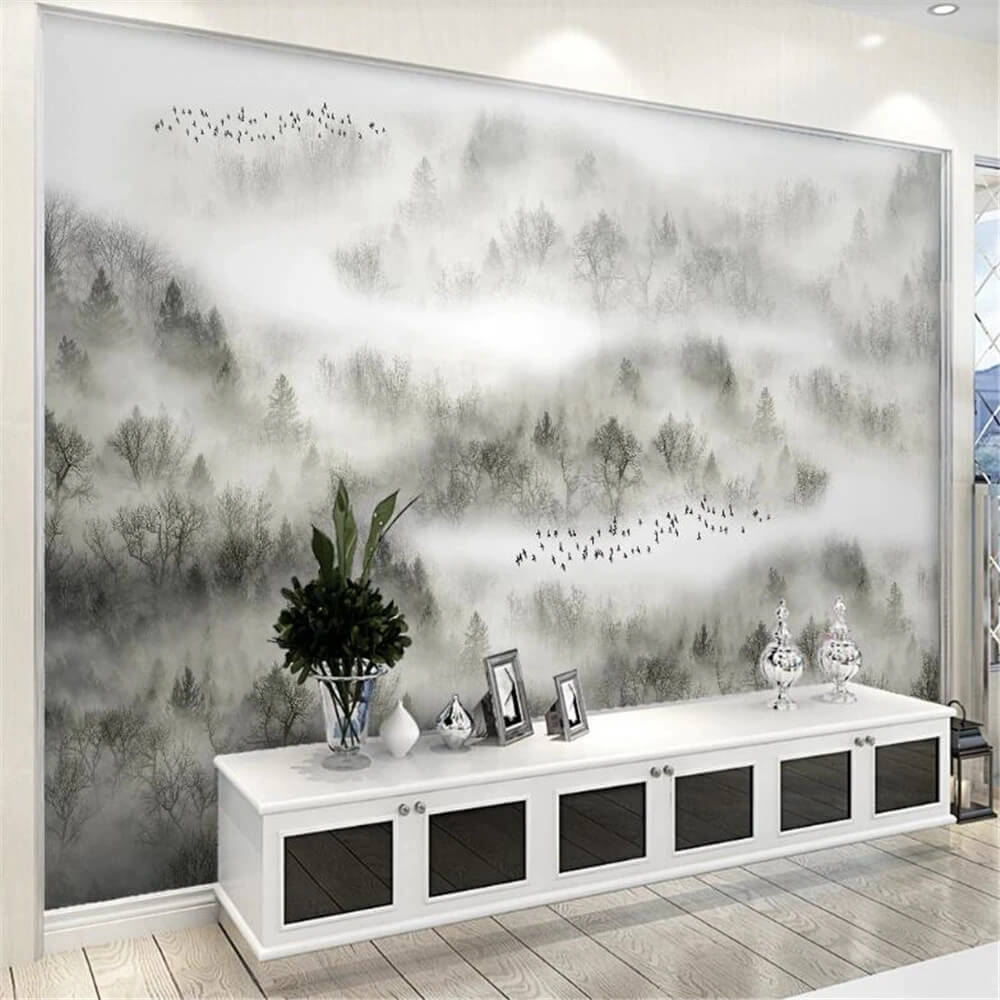 Misty Pine Forest Mural Wallpaper (SqM)