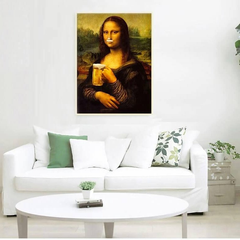 Mona Lisa Beer Canvas Print | Classic Wall Art Modern Poster For Living Room Dining Room Home Office Décor