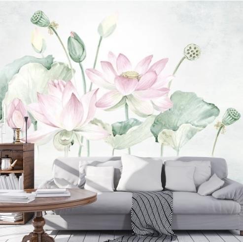 Pastel Lotus Romance Wall Mural (SqM)