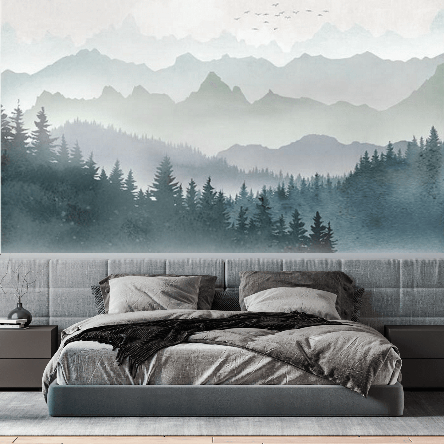 Misty Ombre Forest Landscape Mural Wallpaper (SqM)