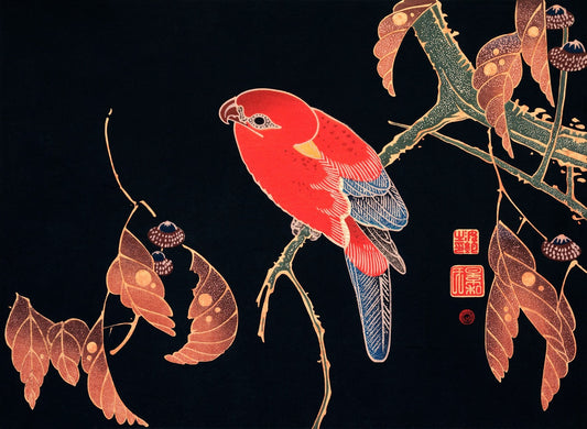 Red Parrot on the Branch Mural Wallpaper (SqM)