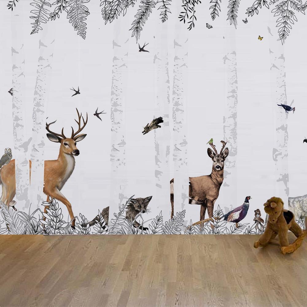 Nordic Deer Forest Mural Wallpaper (SqM)