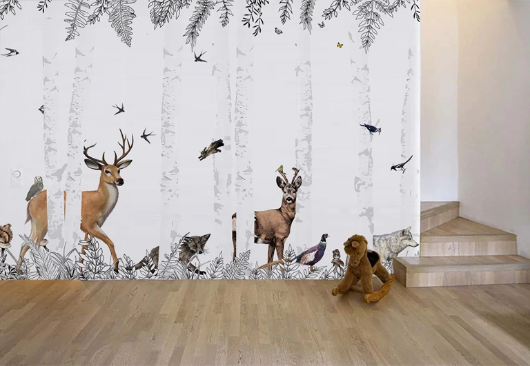 Nordic Deer Forest Mural Wallpaper (SqM)