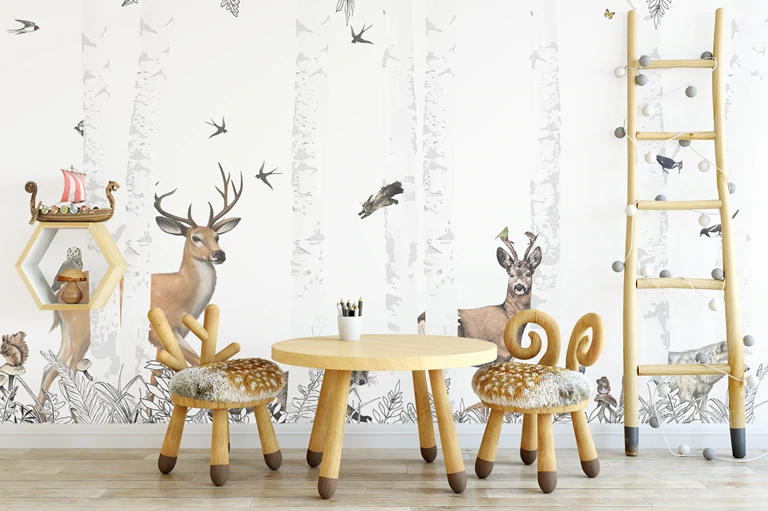 Nordic Deer Forest Mural Wallpaper (SqM)