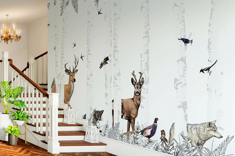Nordic Deer Forest Mural Wallpaper (SqM)
