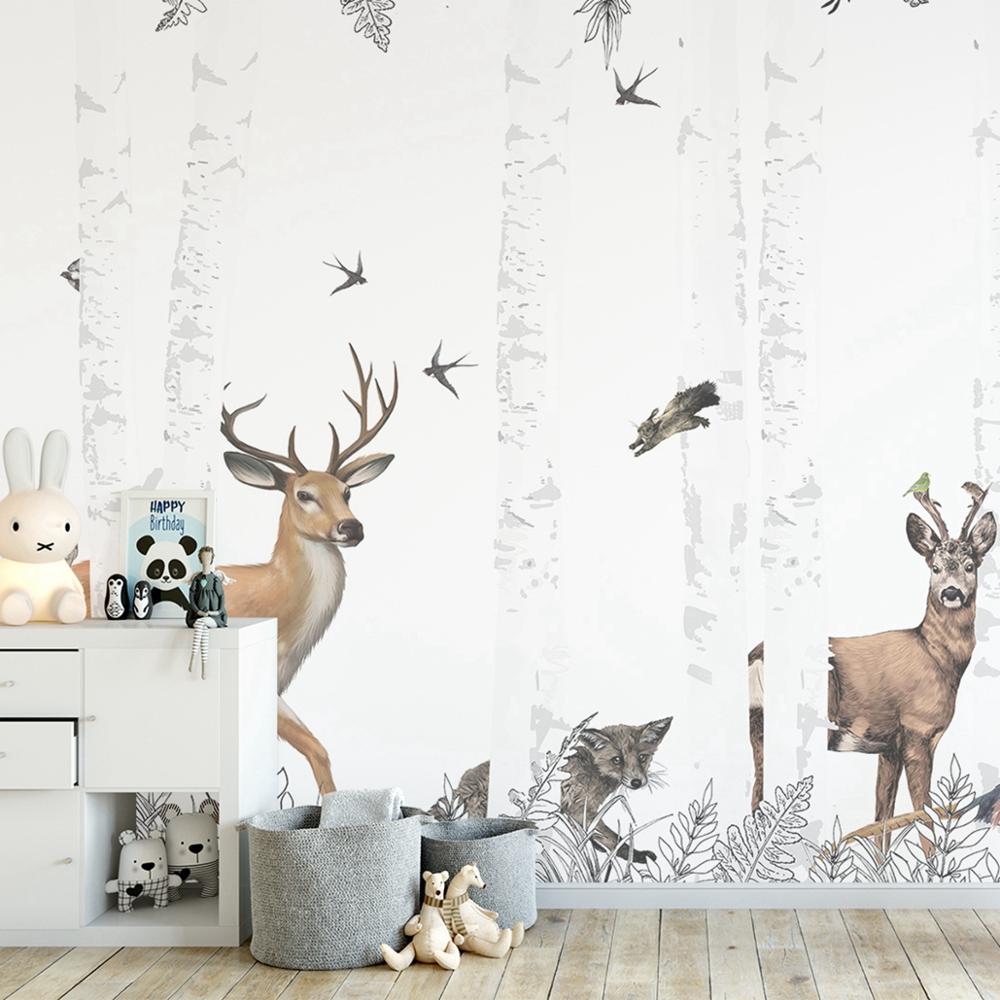 Nordic Deer Forest Mural Wallpaper (SqM)