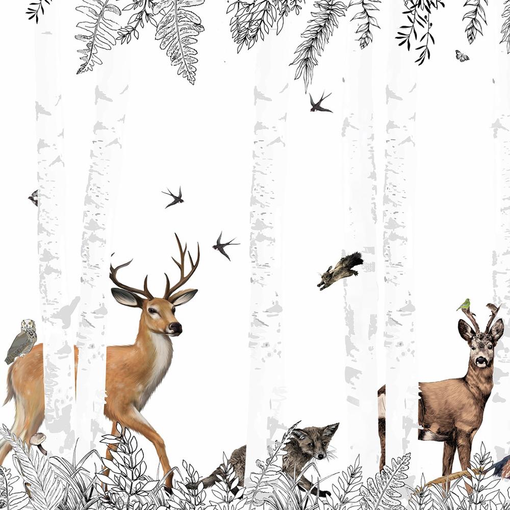 Nordic Deer Forest Mural Wallpaper (SqM)