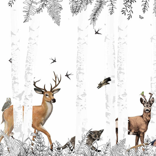 Nordic Deer Forest Mural Wallpaper (SqM)