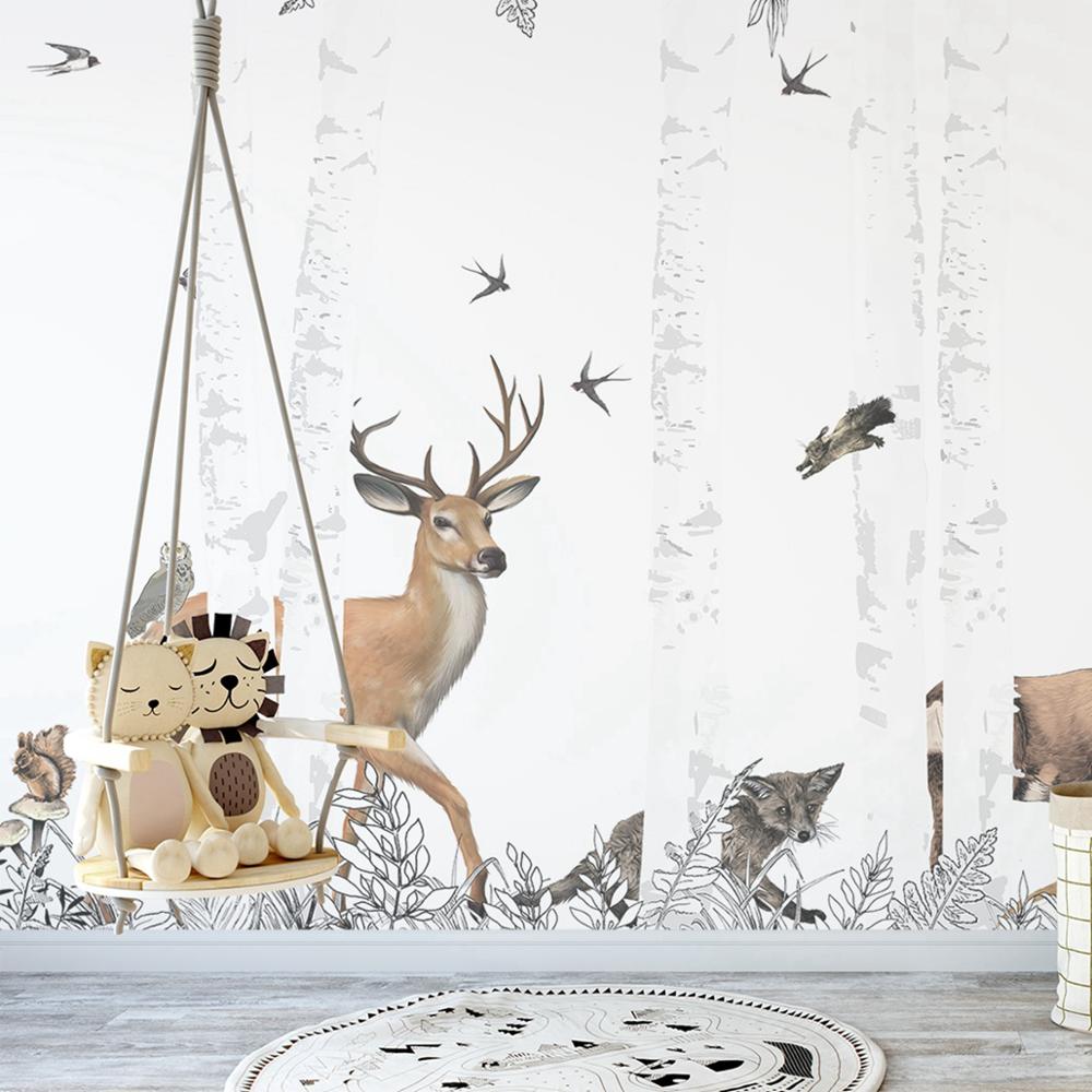 Nordic Deer Forest Mural Wallpaper (SqM)