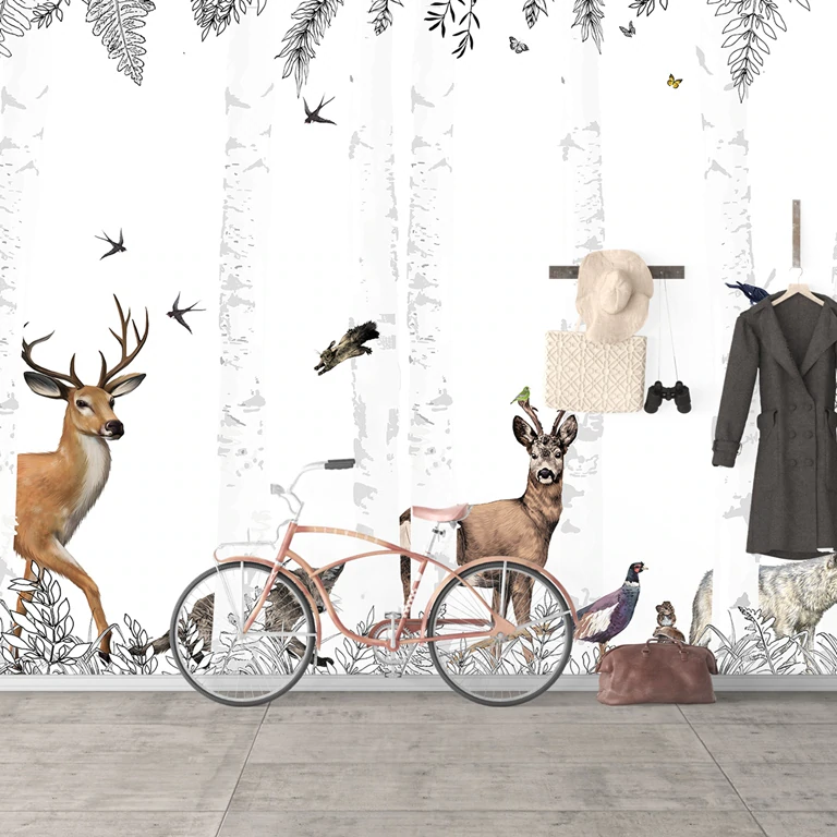 Nordic Deer Forest Mural Wallpaper (SqM)