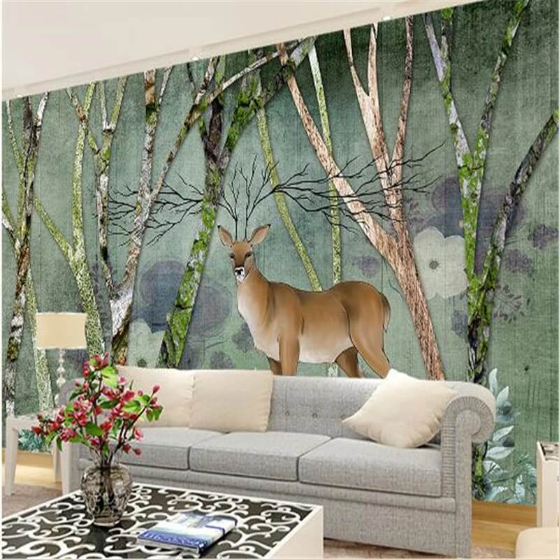 Nordic Deer Woods Mural Wallpaper (SqM)