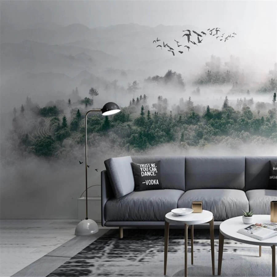 Nordic Fog Pine Forest Mural Wallpaper (SqM)