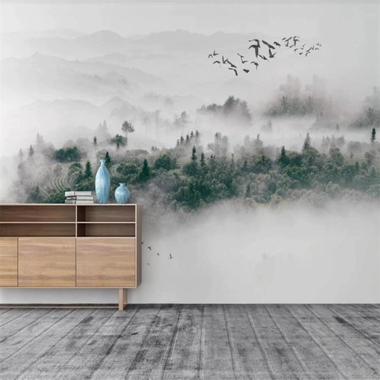 Nordic Fog Pine Forest Mural Wallpaper (SqM)