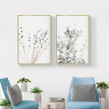 Nordic Minimalist Field Plants Canvas Print