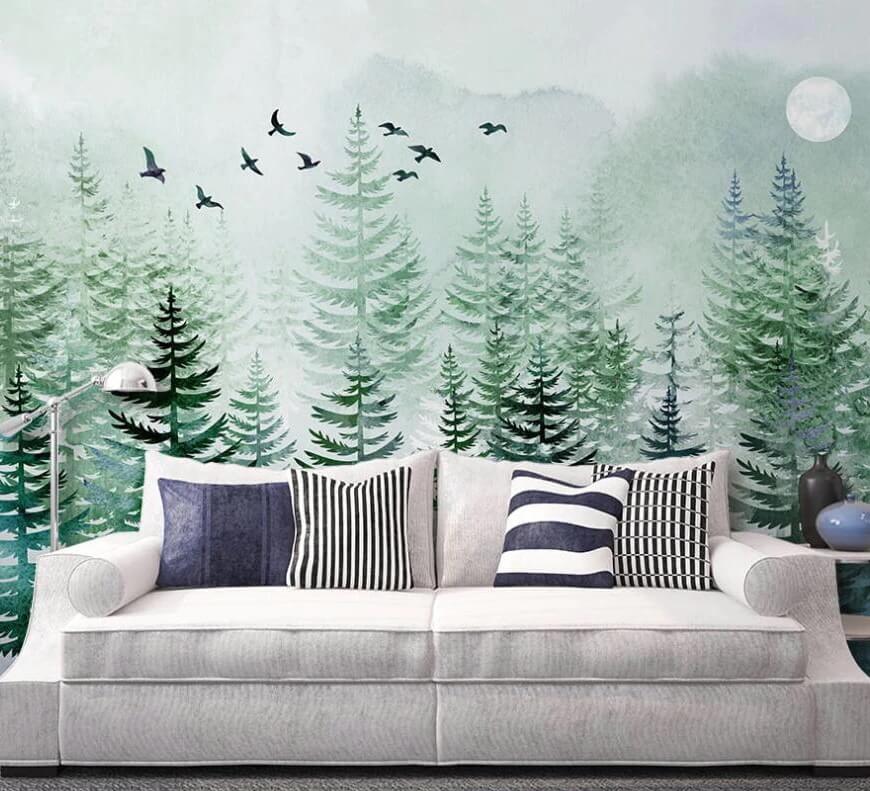 Nordic Pine Forest Mural Wallpaper (SqM)