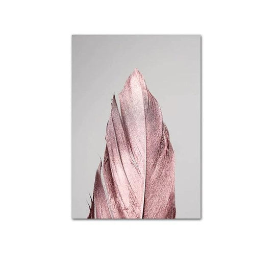 Nordic Style Pink Feather Canvas Print