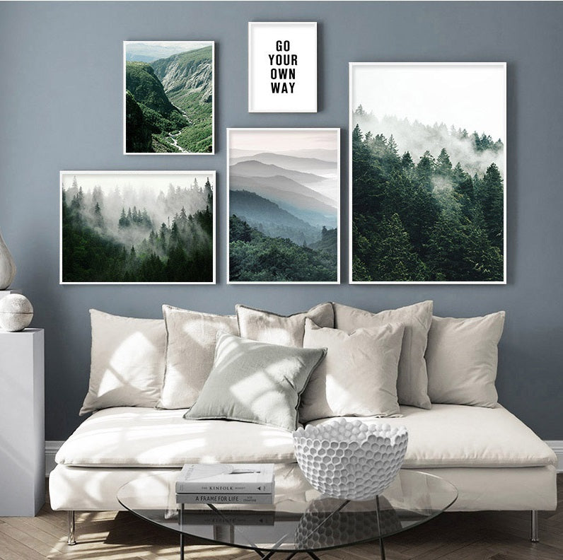 Scandinavian Morning Hills Scenery Canvas Print